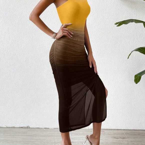 SHEIN ombré one shoulder split thigh dress - Picture 3 of 4